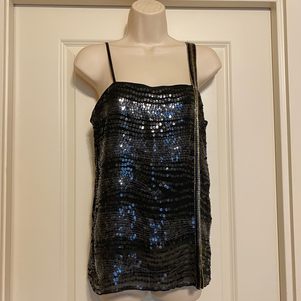 One shoulder sequin top